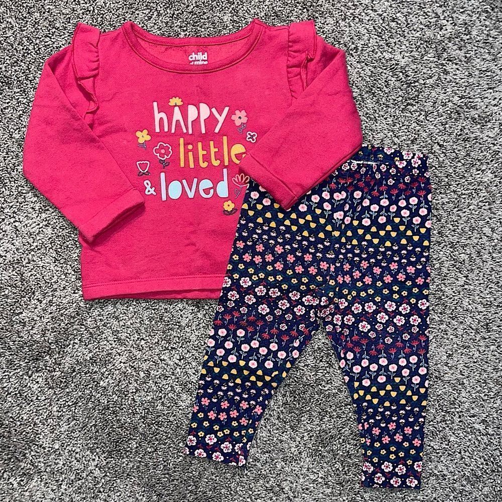 Carter’s Girls Outfit long sleeve sweatshirt sweater leggings pants flowers 18mo